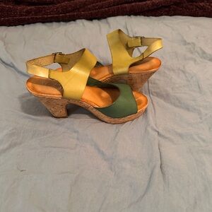 Green and Yellow Retro Platform Sandals